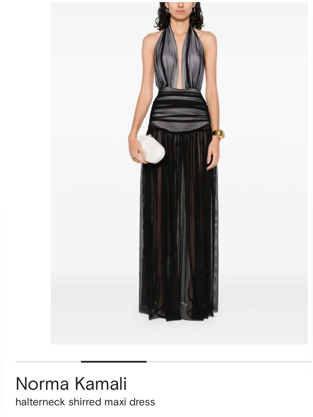 Norma Kamali Black Shirred Halter Maxi dress